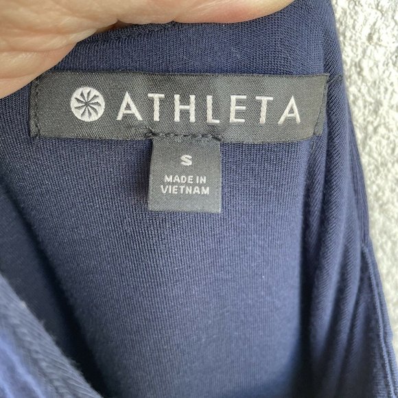 Athleta Dress Long Navy Blue Side Slit Tank Maxi Modal Spandex Women Small - Picture 5 of 8